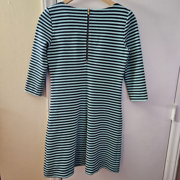 Lilly Pulitzer Dress Sz S Charlene Tropez Blue Green Stripe Ottoman 3/4 Sleeve - Picture 6 of 8